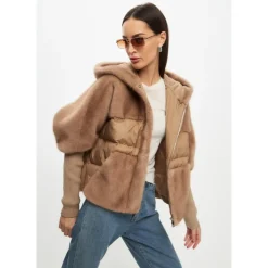 Oversized Kunstfelljacke - Beige