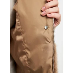 Oversized Kunstfelljacke - Beige