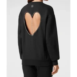 Padded Shoulder Sweatshirt Roundneck Heart