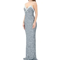 Pailletten Abendkleid mit Spitzenbesatz