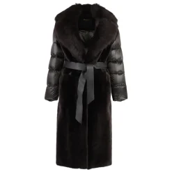 Pelz- und Lederjacke mit Polsterung