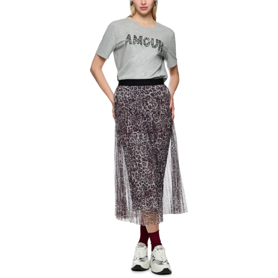 Plissee-Rock mit Leo Print
