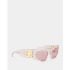 Rosa Cat-Eye Sonnenbrille mit Gold-Logo