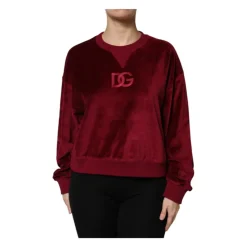 Roter Samt Logo Sweatshirt