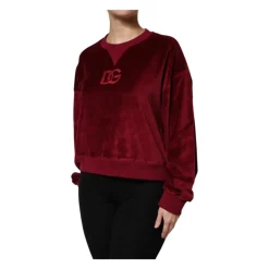 Roter Samt Logo Sweatshirt