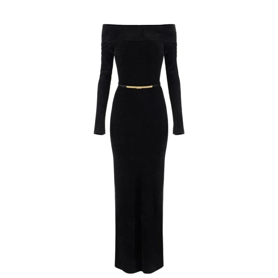 Roter Teppich Chenille Kleid mit Gürtel