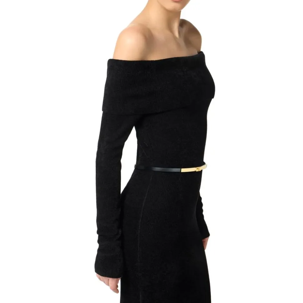 Roter Teppich Chenille Kleid mit Gürtel