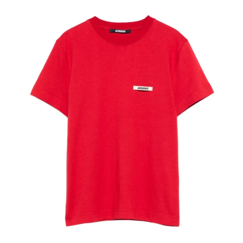 Rotes Crew Neck Logo Patch Top