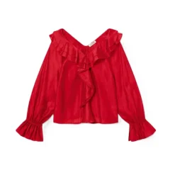 Rüschenbluse mit langen Ärmeln