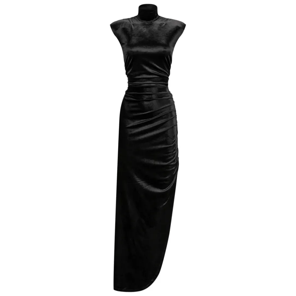 Samt Maxikleid mit Turtleneck