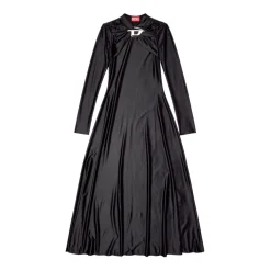 Satin Twist-Neck A-Linien Kleid