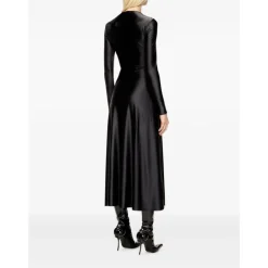Satin Twist-Neck A-Linien Kleid
