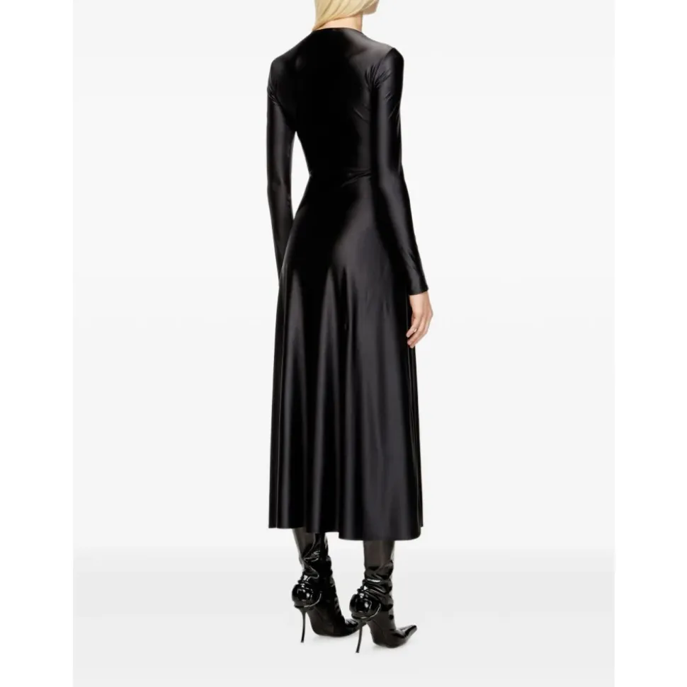 Satin Twist-Neck A-Linien Kleid
