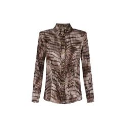 Satinhemd mit Alligator-Print