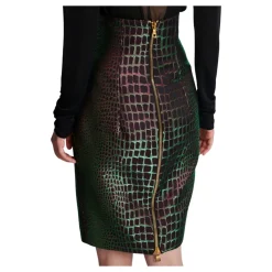 Schillernder Croco-Jacquard-Rock