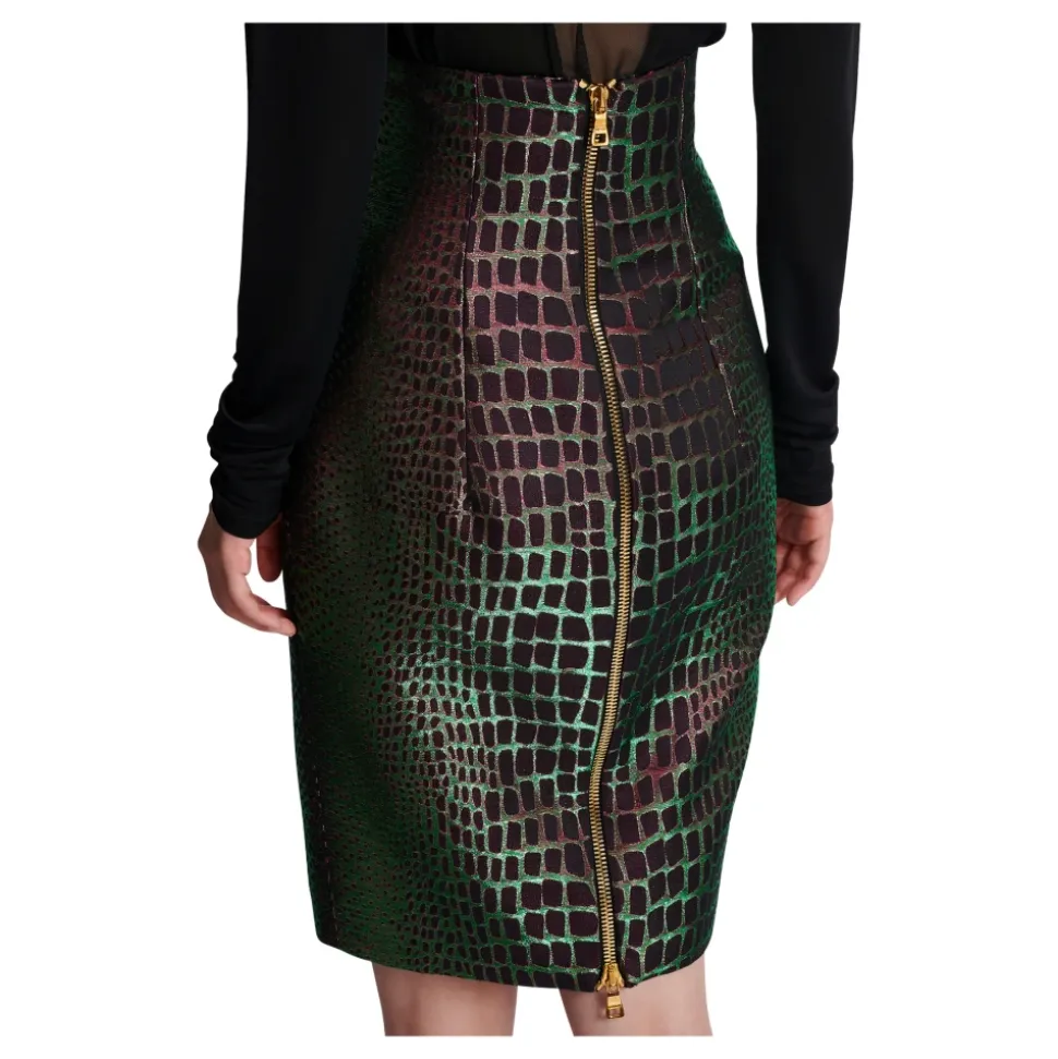 Schillernder Croco-Jacquard-Rock