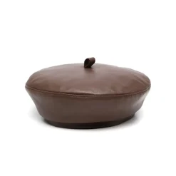 Schokoladenbrauner Lederflachkronenhut