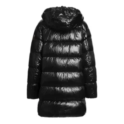 Schwarze Daunenjacke mit Kapuze