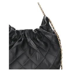 Schwarze Nappa-Schultertasche mit Steppmuster