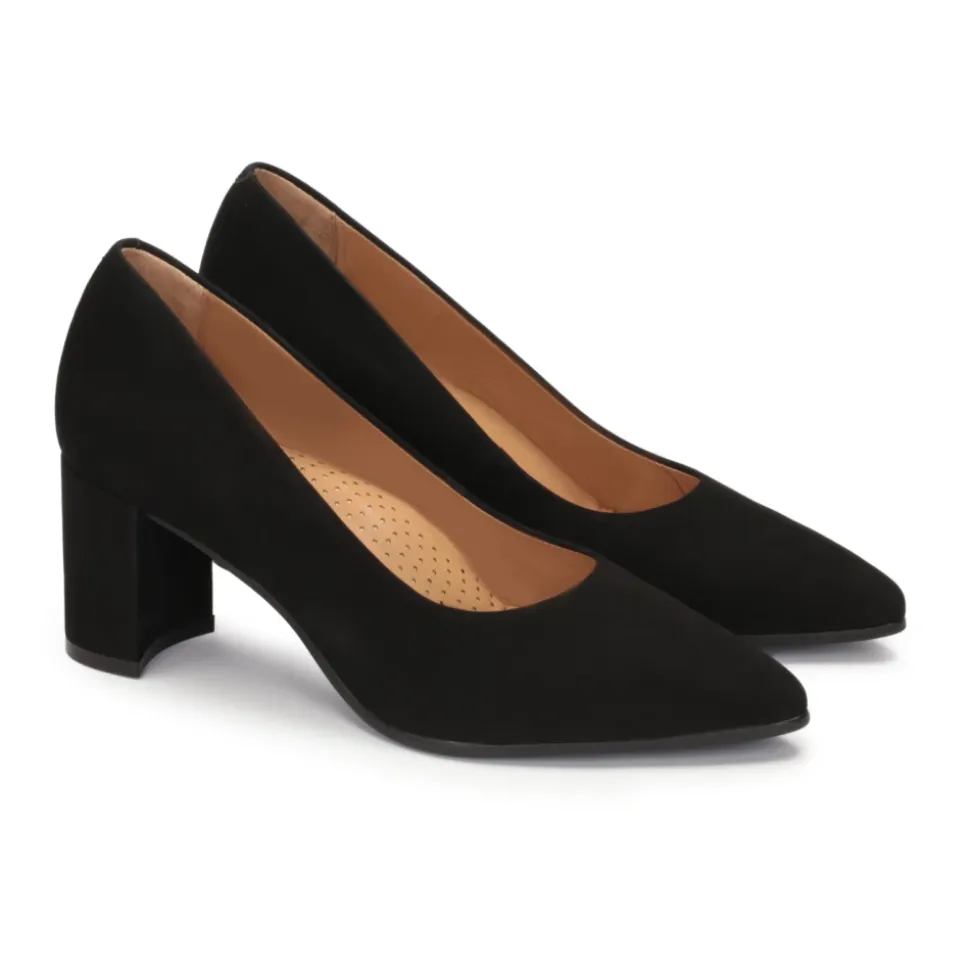 Schwarze Nubuk-Minimal-Stil Pumps
