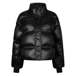 Schwarze Steppjacke mit Rippbündchen