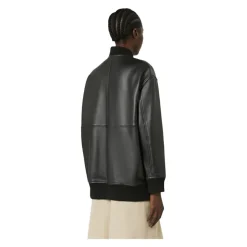 Schwarze Tattico Leder Bomberjacke