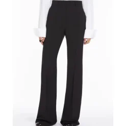 Schwarze Wollhose mit hoher Taille