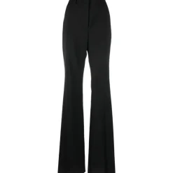 Schwarze Wollhose mit hoher Taille