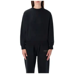 Schwarzer Crewneck-Sweatshirt mit Gummilogo
