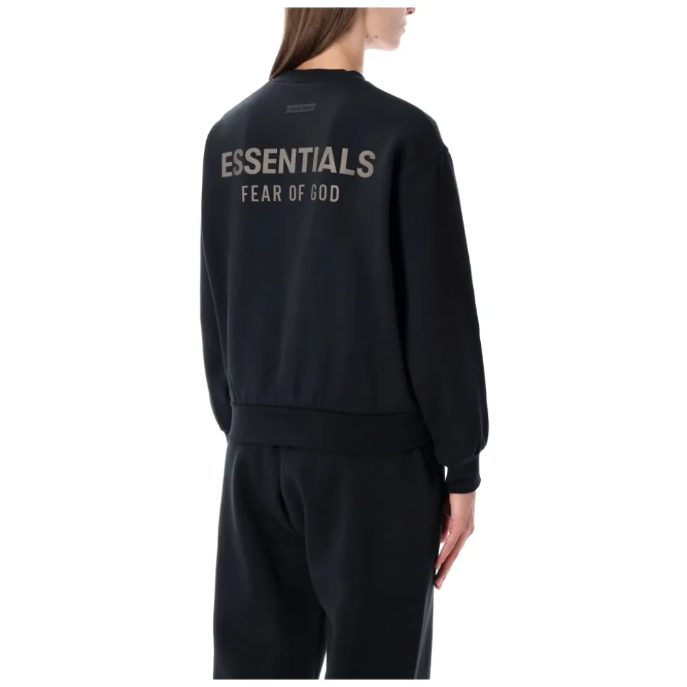 Schwarzer Crewneck-Sweatshirt mit Gummilogo