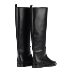 Schwarzer Leder Reitstiefel