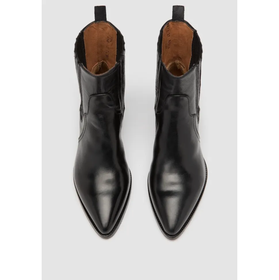 Schwarzer Lederstiefelette