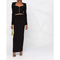 Schwarzer Maxi-Strickrock