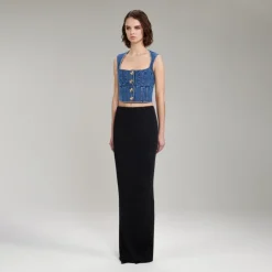 Schwarzer Maxi-Strickrock