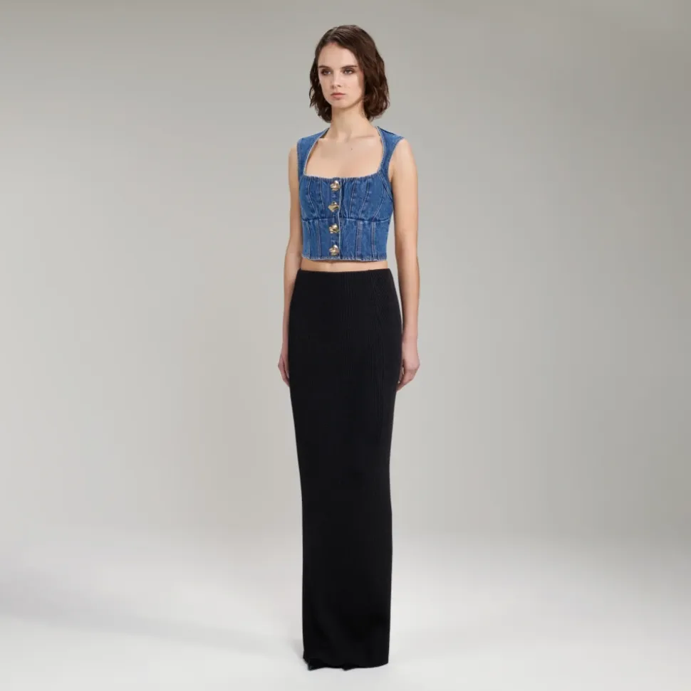 Schwarzer Maxi-Strickrock