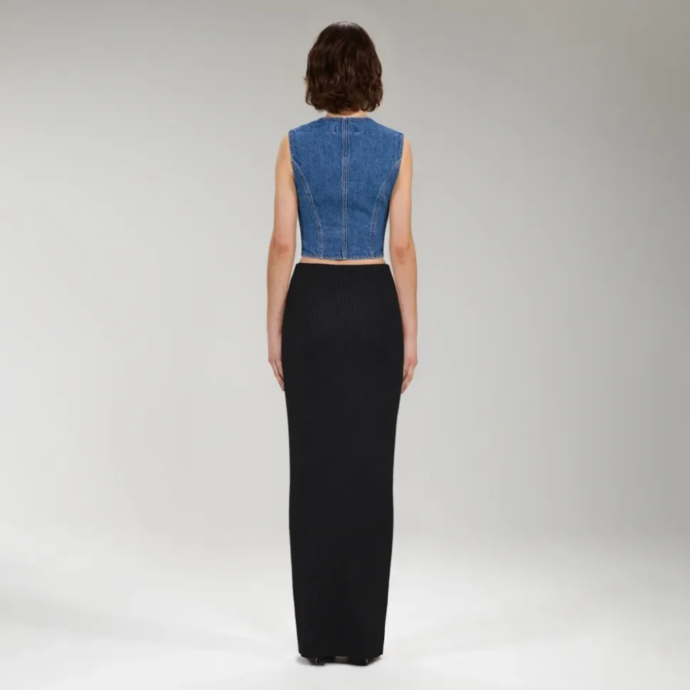 Schwarzer Maxi-Strickrock