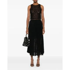 Schwarzer Plissé-Rock Halbtransparent