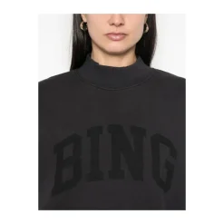 Schwarzes Jersey-Sweatshirt mit Logo-Print