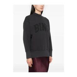 Schwarzes Jersey-Sweatshirt mit Logo-Print