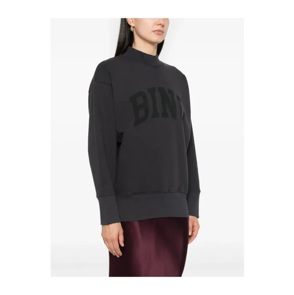 Schwarzes Jersey-Sweatshirt mit Logo-Print