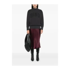 Schwarzes Jersey-Sweatshirt mit Logo-Print