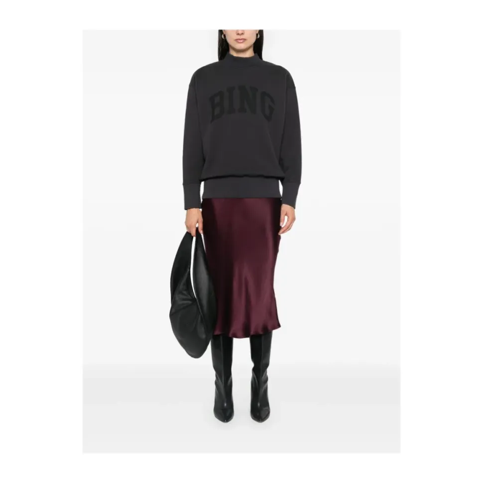 Schwarzes Jersey-Sweatshirt mit Logo-Print