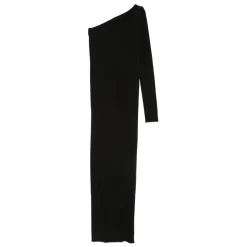 Schwarzes One-Shoulder-Kleid mit Schlitz hinten