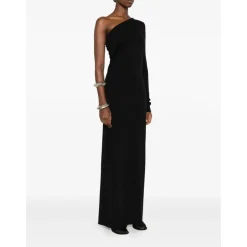 Schwarzes One-Shoulder-Kleid mit Schlitz hinten