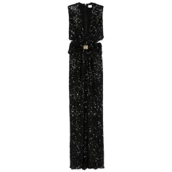 Schwarzes ärmelloses Kleid mit V-Ausschnitt und Cut-Out-Details