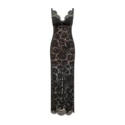 Schwarzes Spitzenkleid mit Herzausschnitt