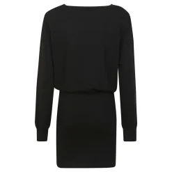Schwarzes Strickkleid mit Rippdetails