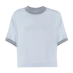 Seidener Pullover mit kontrastfarbenen Kanten