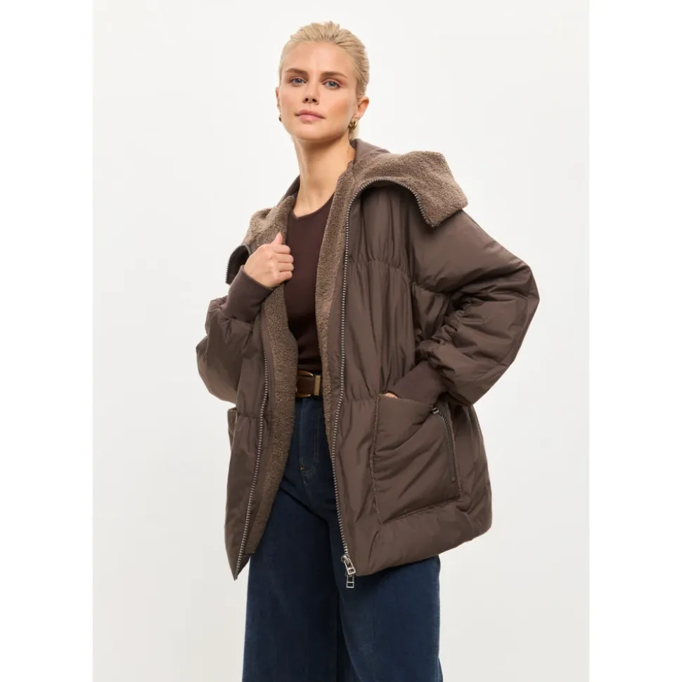 Shearling-Kragen Puffer Jacke