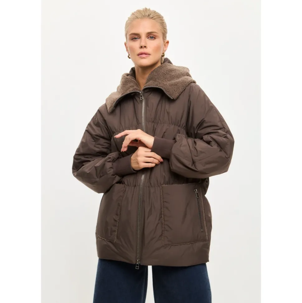 Shearling-Kragen Puffer Jacke